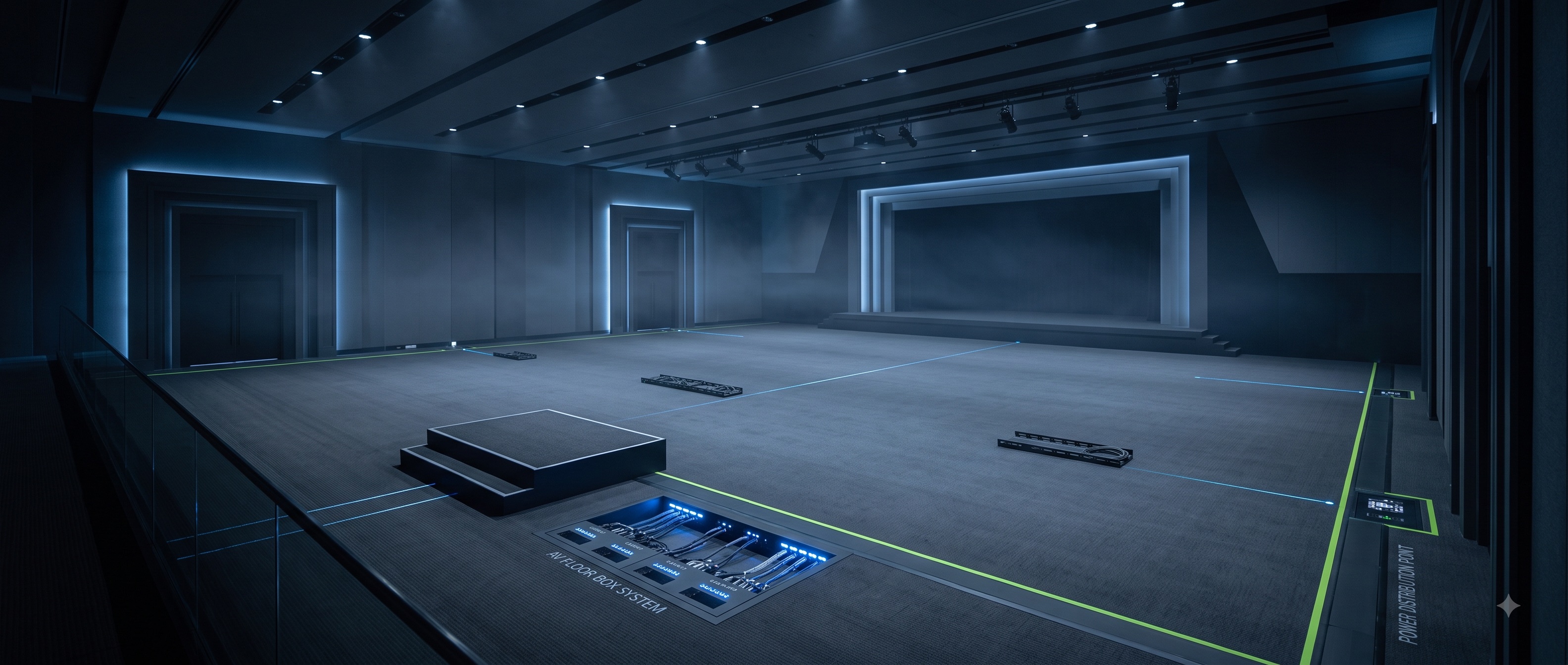 Empty venue prepared for event advance